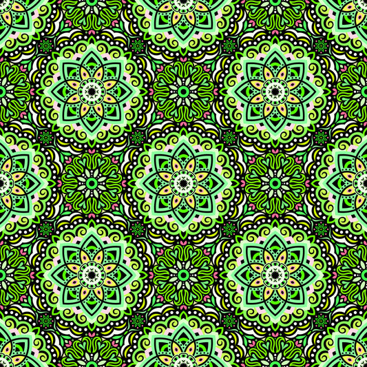 Green - Pink Mandala Fabric 2009.3