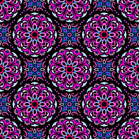 Pink - Blue - Purple Mandala Fabric - 160