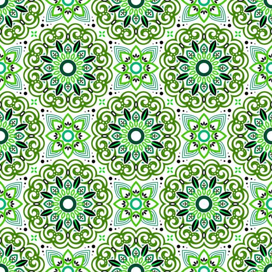Green Mandala Fabric - 149i
