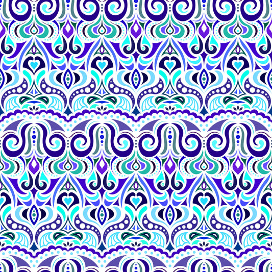 Turquoise - Blue Abstract Doodle Fabric 1010.2i