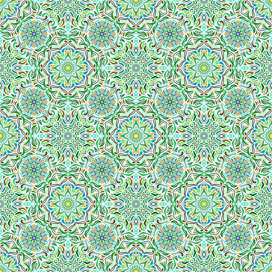 Green - Blue - Yellow Mandala Fabric 2009.4i