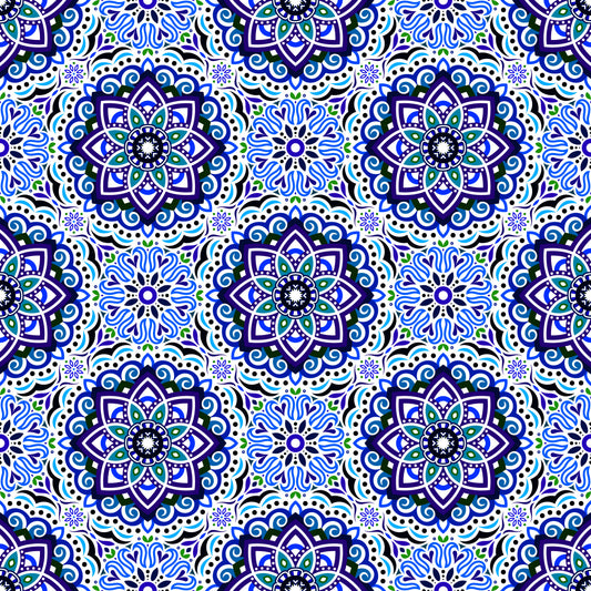 Blue - Green Mandala Fabric 2009.3i