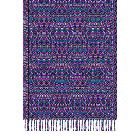 Turquoise - Pink - Purple Abstract Doodle Scarf with Tassels