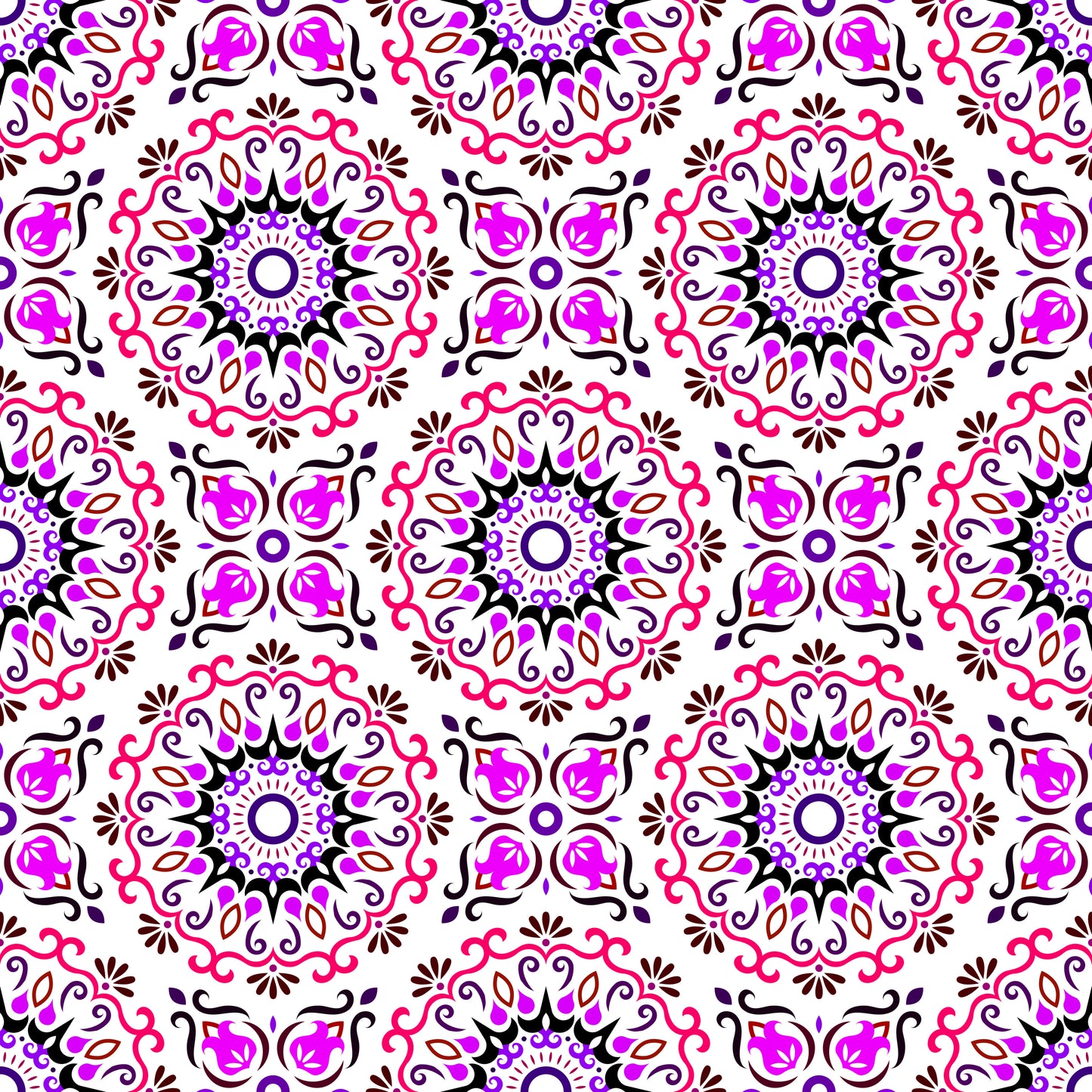 Pink - Purple Mandala Fabric - 174i