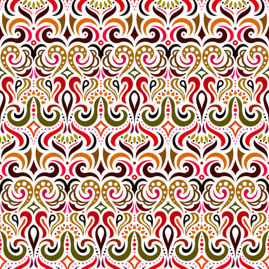 Orange - Red - Brown Abstract Doodle Fabric 1001i