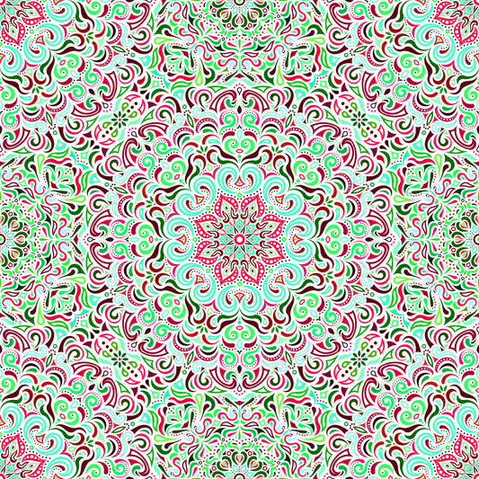 Green - Red Mandala Fabric 2007.1i
