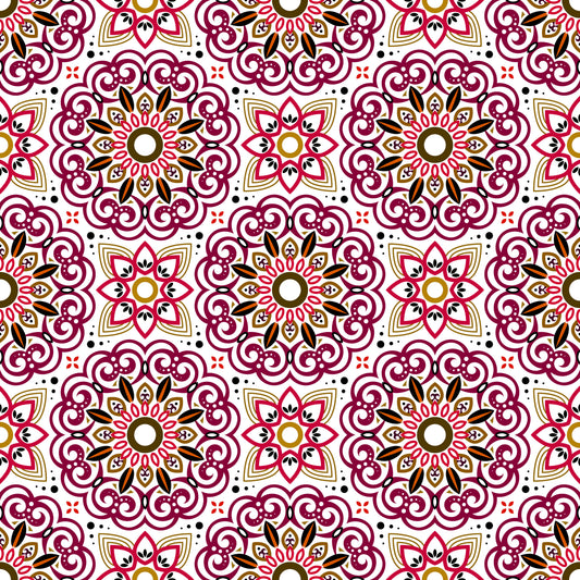 Red - Brown Mandala Fabric - 149i