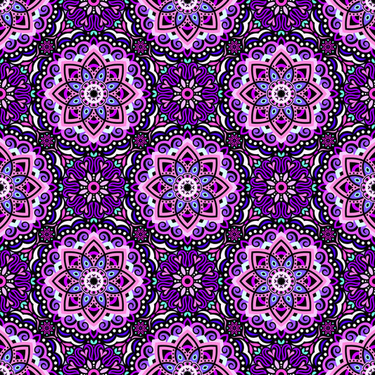 Pink - Purple - Turquoise Mandala Fabric 2009.3