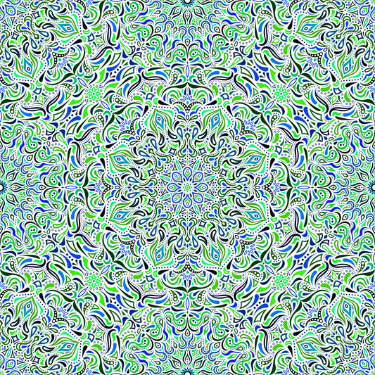 Green - Blue - Turquoise Mandala Fabric 2008.1i