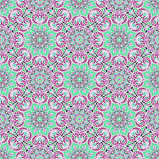 Turquoise - Pink - Maroon Mandala Fabric 2007.3i
