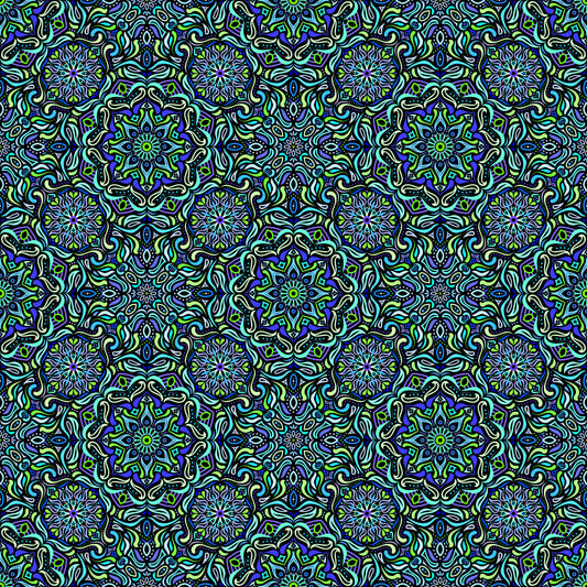 Turquoise - Green - Blue Mandala Fabric 2009.4