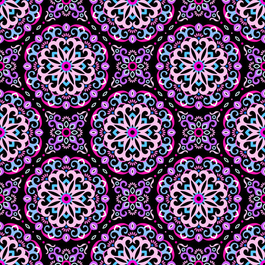 Pink - Purple - Blue Mandala Fabric - 188