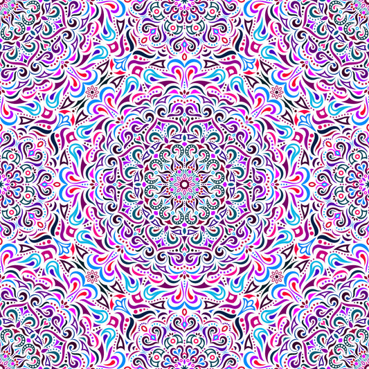 Red - Blue - Purple Mandala Fabric 2005i