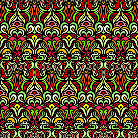 Red - Green - Yellow Abstract Doodle Fabric 1008.3