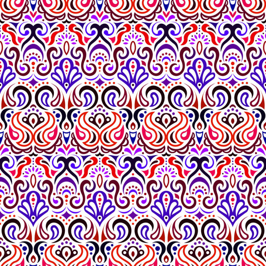 Red - Purple Abstract Doodle Fabric 1002i