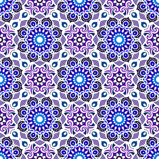 Blue - Purple Mandala Fabric - 193i