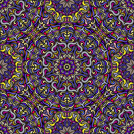 Purple - Yellow - Pink Mandala Fabric 2006.3
