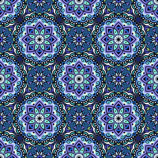 Blue - Turquoise - Green Mandala Fabric 2009.3