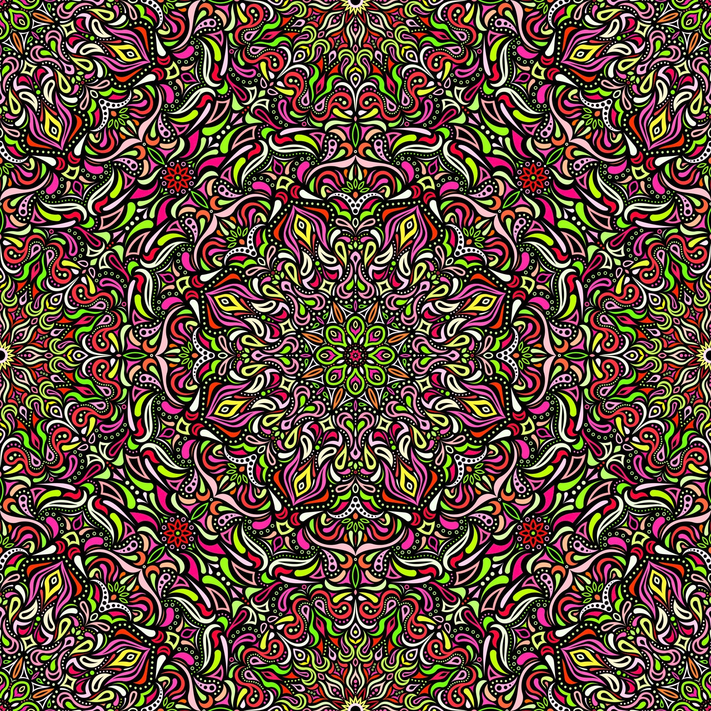 Red - Yellow - Green Mandala Fabric 2008.1