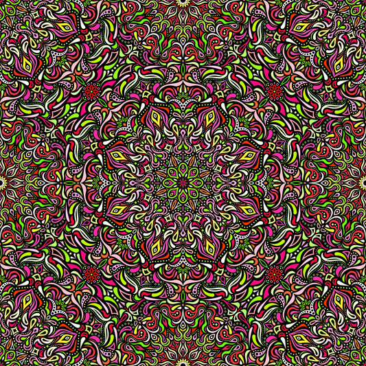 Red - Yellow - Green Mandala Fabric 2008.1