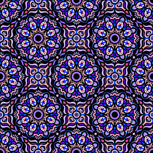 Purple - Pink - Blue Mandala Fabric - 186