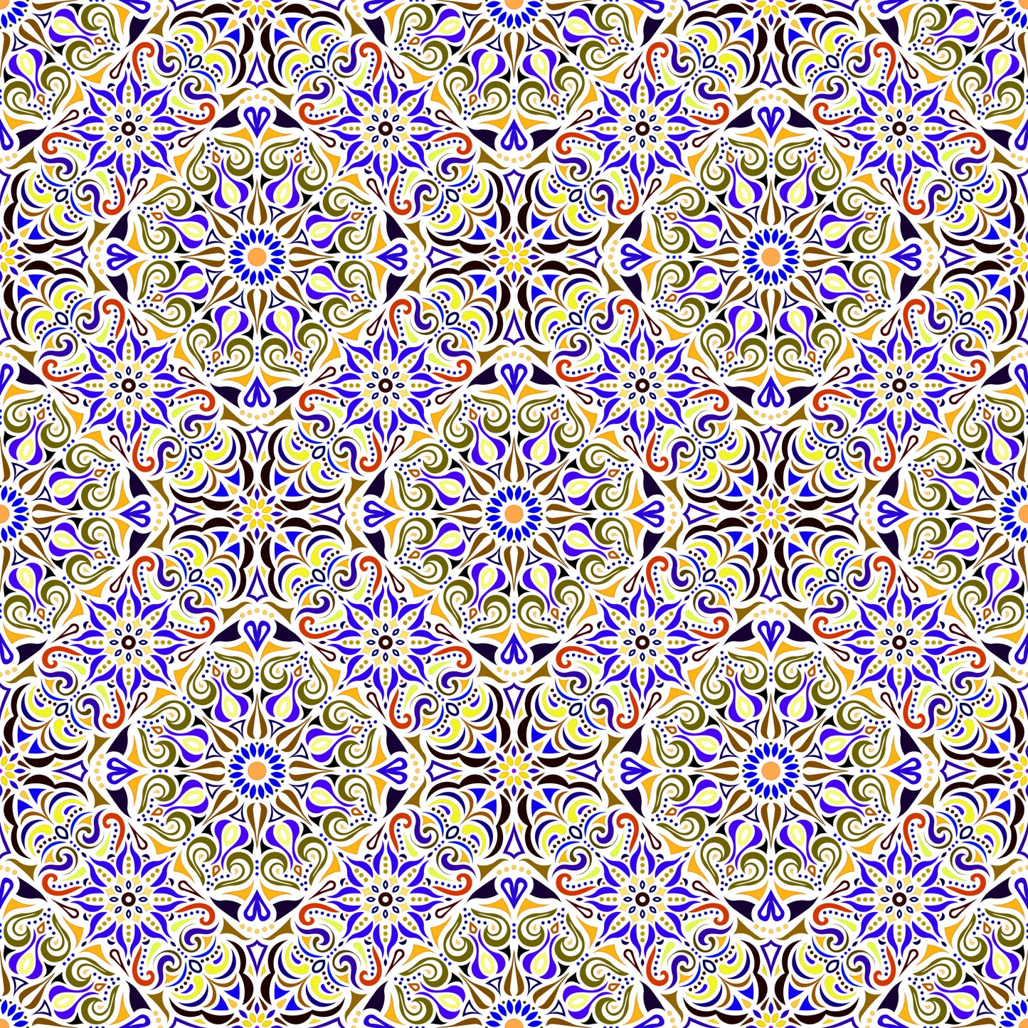 Yellow - Blue - Red Mandala Fabric 2007.2i