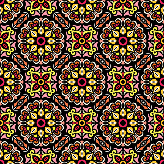 Orange - Yellow - Red Mandala Fabric - 206