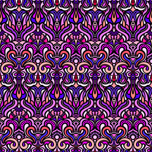 Pink - Purple - Red Abstract Doodle Fabric 1012