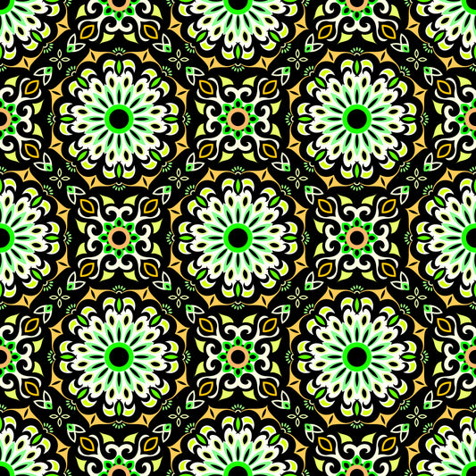 Yellow - Green Mandala Fabric - 198