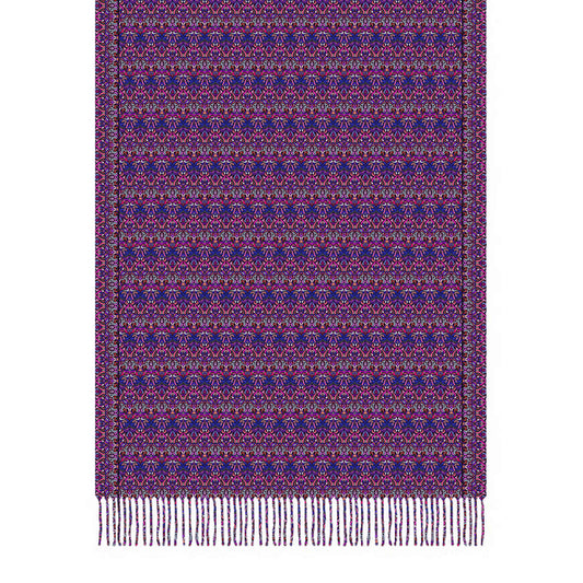 Purple - Pink - Blue Abstract Doodle Scarf with Tassels