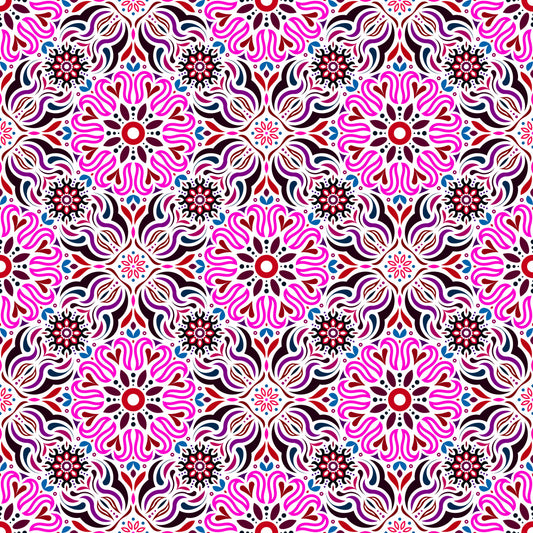 Pink - Red - Purple - Blue Mandala Fabric 2009.2i