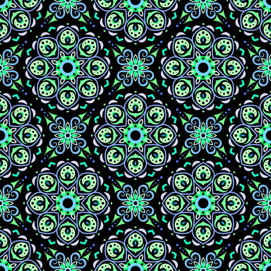 Green - Blue Mandala Fabric - 183