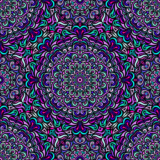 Purple - Turquoise - Pink Mandala Fabric 2005