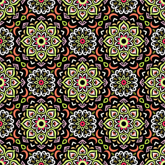 Orange - Yellow - Red Mandala Fabric - 213