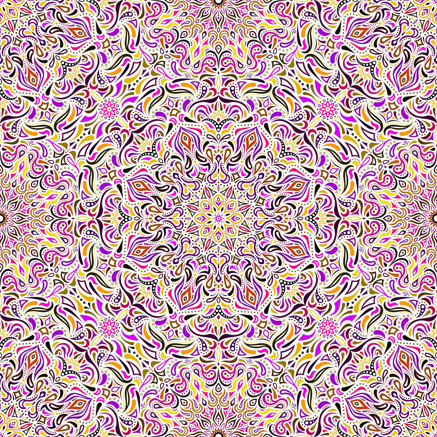 Yellow - Pink - Purple Mandala Fabric 2008.1i