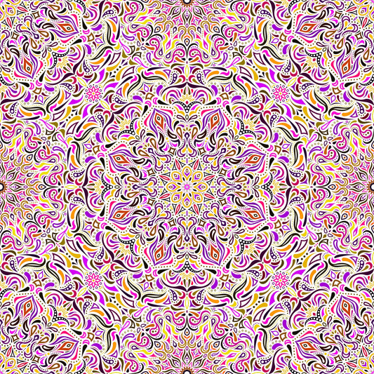 Yellow - Pink - Purple Mandala Fabric 2008.1i