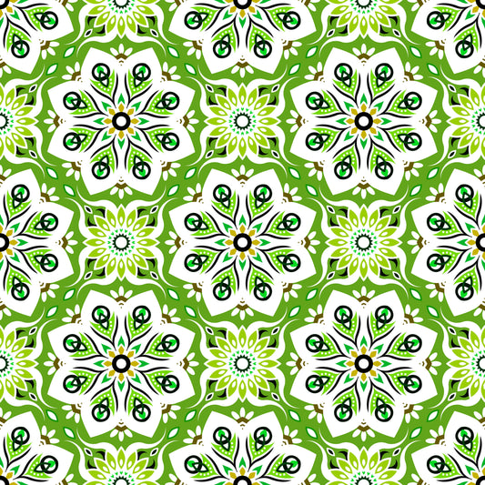 Green - Turquoise Mandala Fabric - 236i
