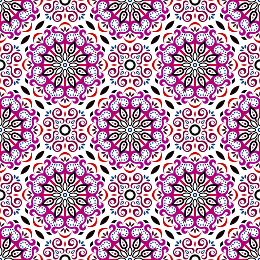 Purple - Red - Blue Mandala Fabric - 165i