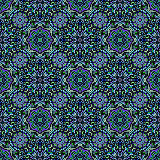 Turquoise - Blue - Green Mandala Fabric 2009.4