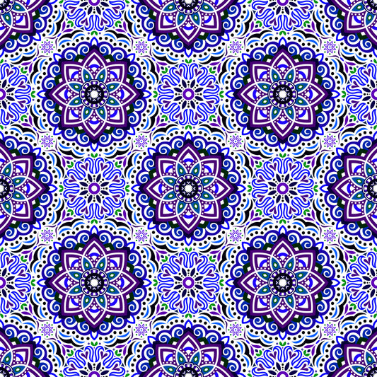 Blue - Purple - Green Mandala Fabric 2009.3i