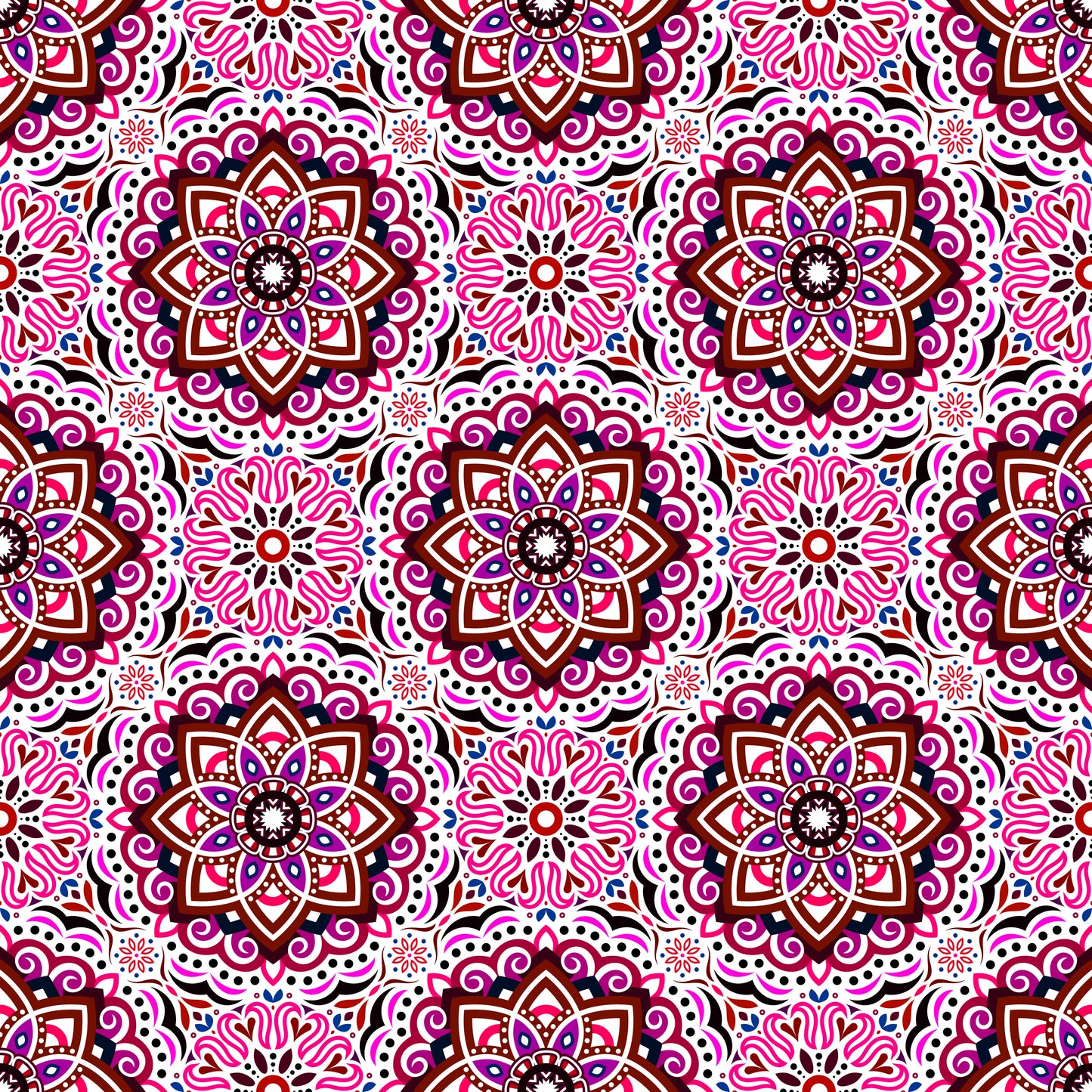 Red - Purple - Blue Mandala Fabric 2009.3i