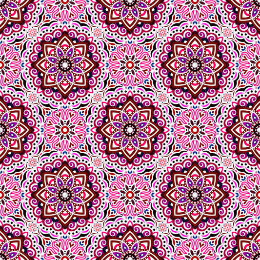 Red - Purple - Blue Mandala Fabric 2009.3i
