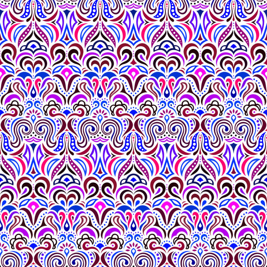 Blue - Purple - Pink Abstract Doodle Fabric 1008.3i