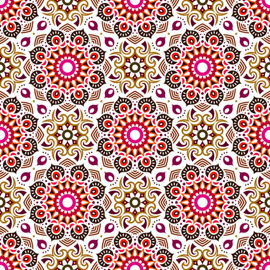 Red - Brown Mandala Fabric - 193i
