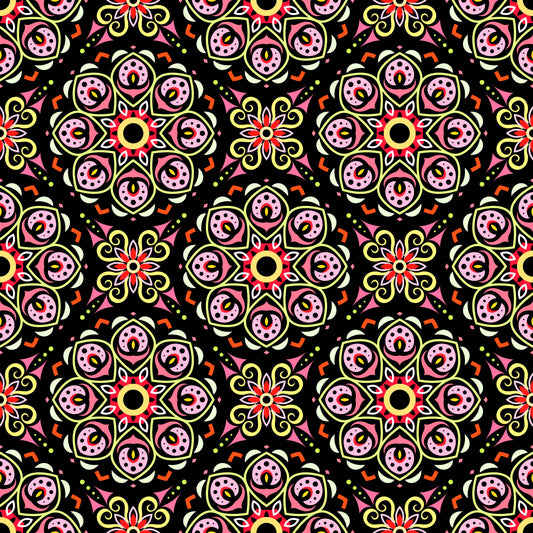 Red - Yellow Mandala Fabric - 183