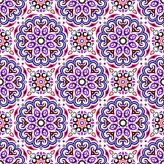 Purple - Pink - Red Mandala Fabric - 155i
