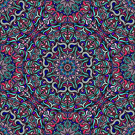 Turquoise - Pink - Purple Mandala Fabric 2006.3