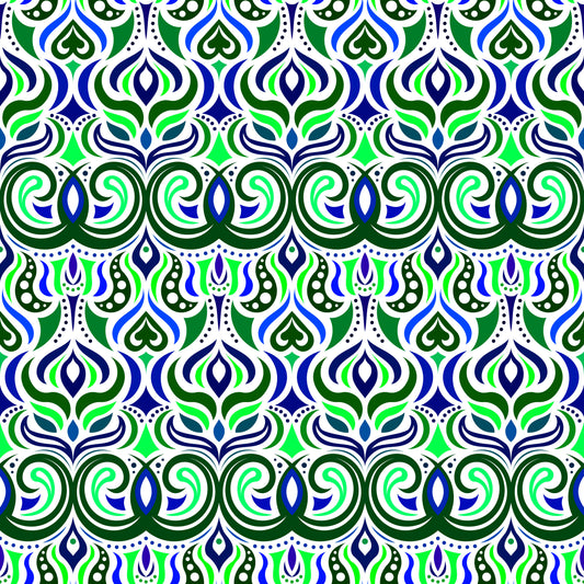 Green - Blue Abstract Doodle Fabric 1009.7i