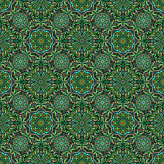 Green - Yellow - Turquoise Mandala Fabric 2009.4