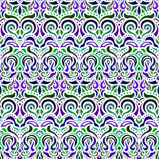 Green - Purple Abstract Doodle Fabric 1007i